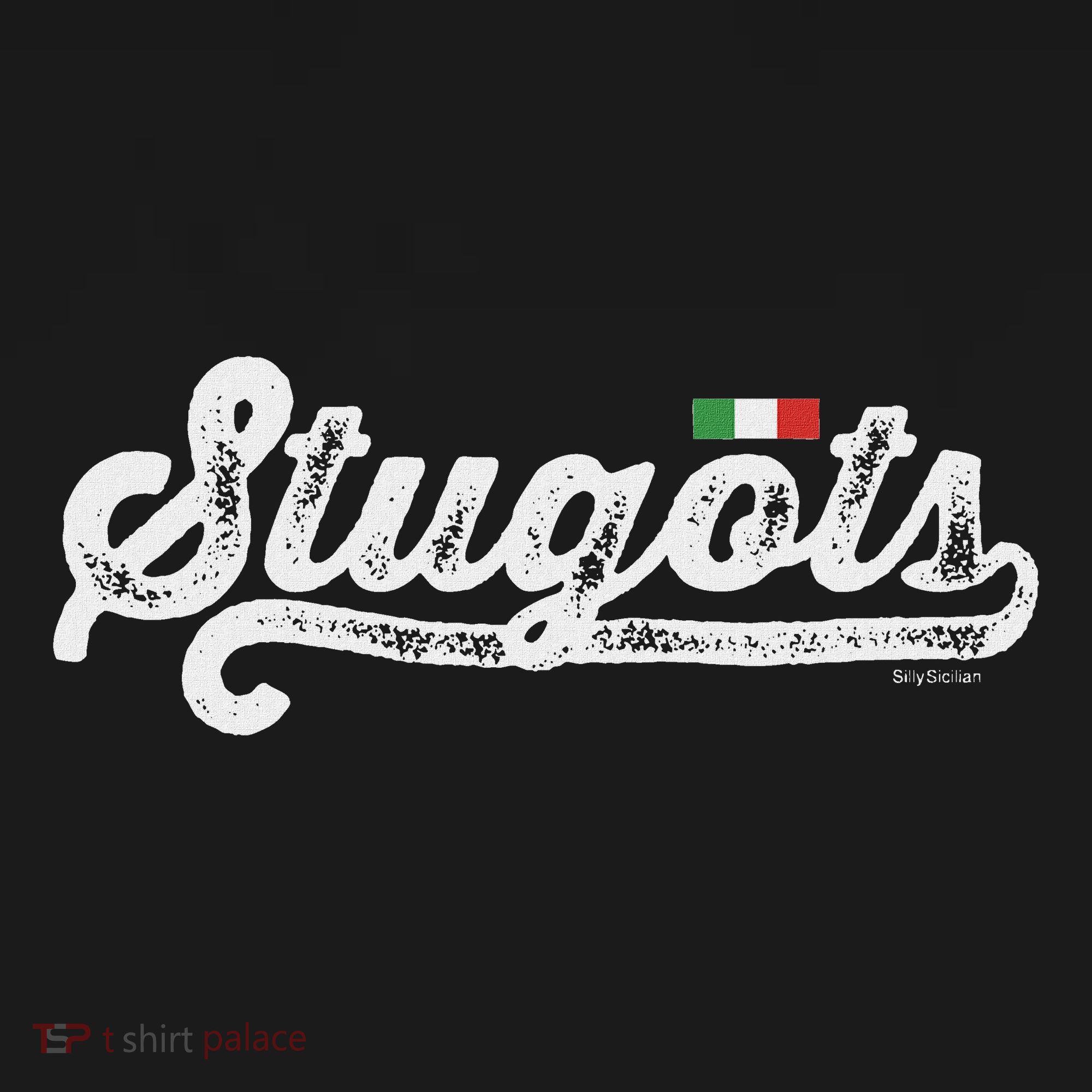 Stugots Funny Italian Saying Italy Flag White Vintage Script T-Shirt