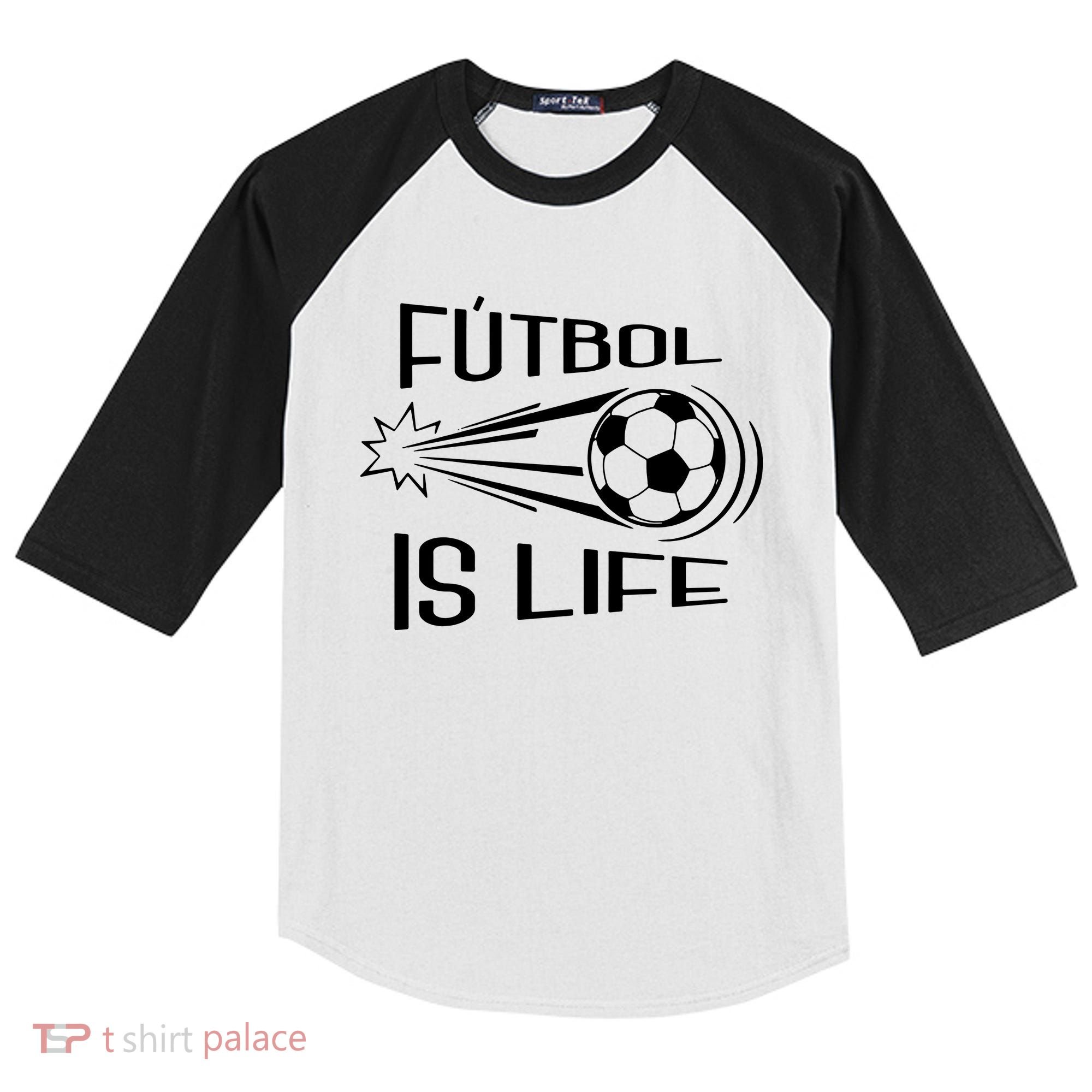 Soccer Futbol Is Life Kids Colorblock Raglan Jersey