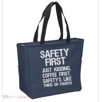 Safety First Just Kidding Coffee First Funny Sayings Tote Bag thumb 2