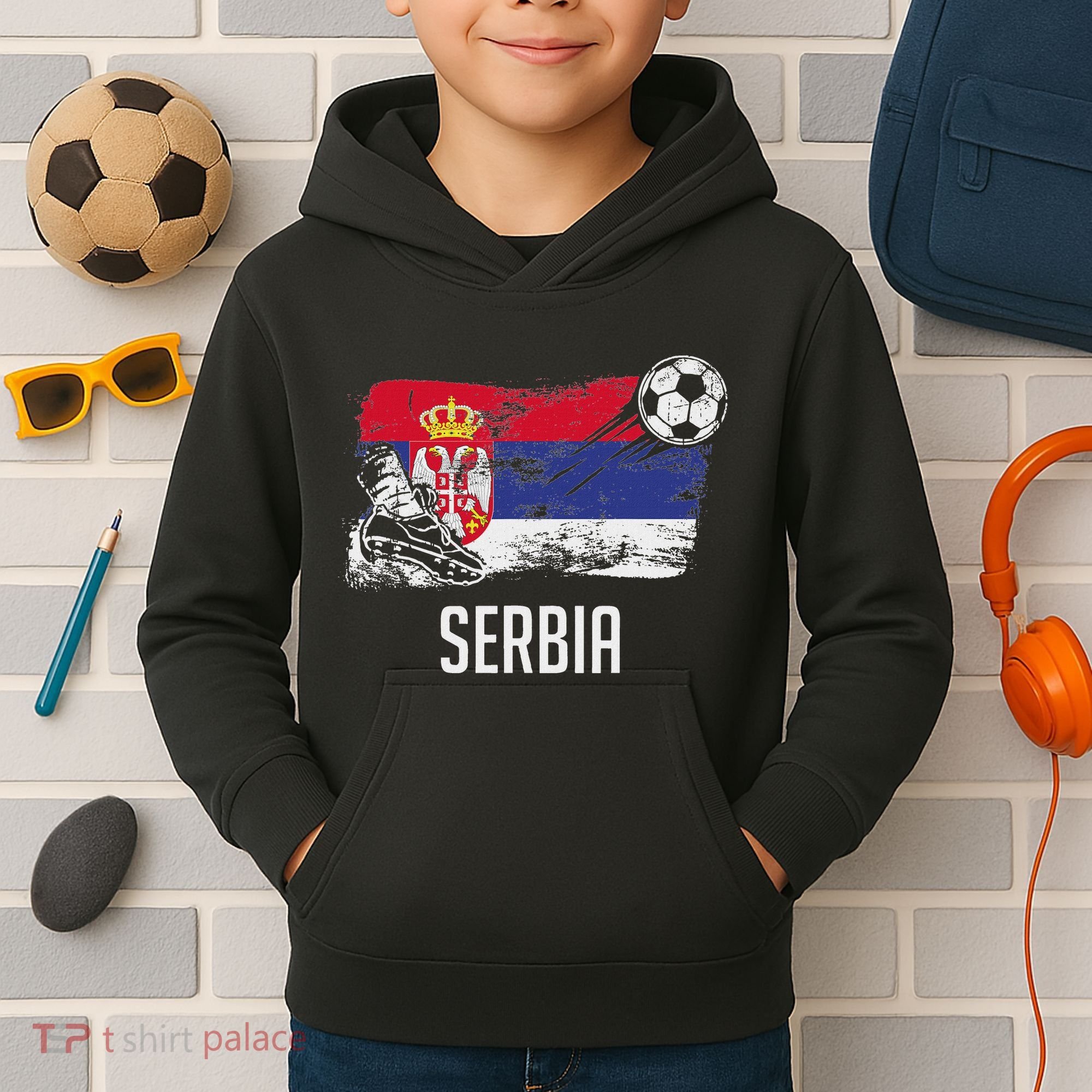 Serbia Flag Jersey Serbian Soccer Team Serb Or Serbian Kids Hoodie