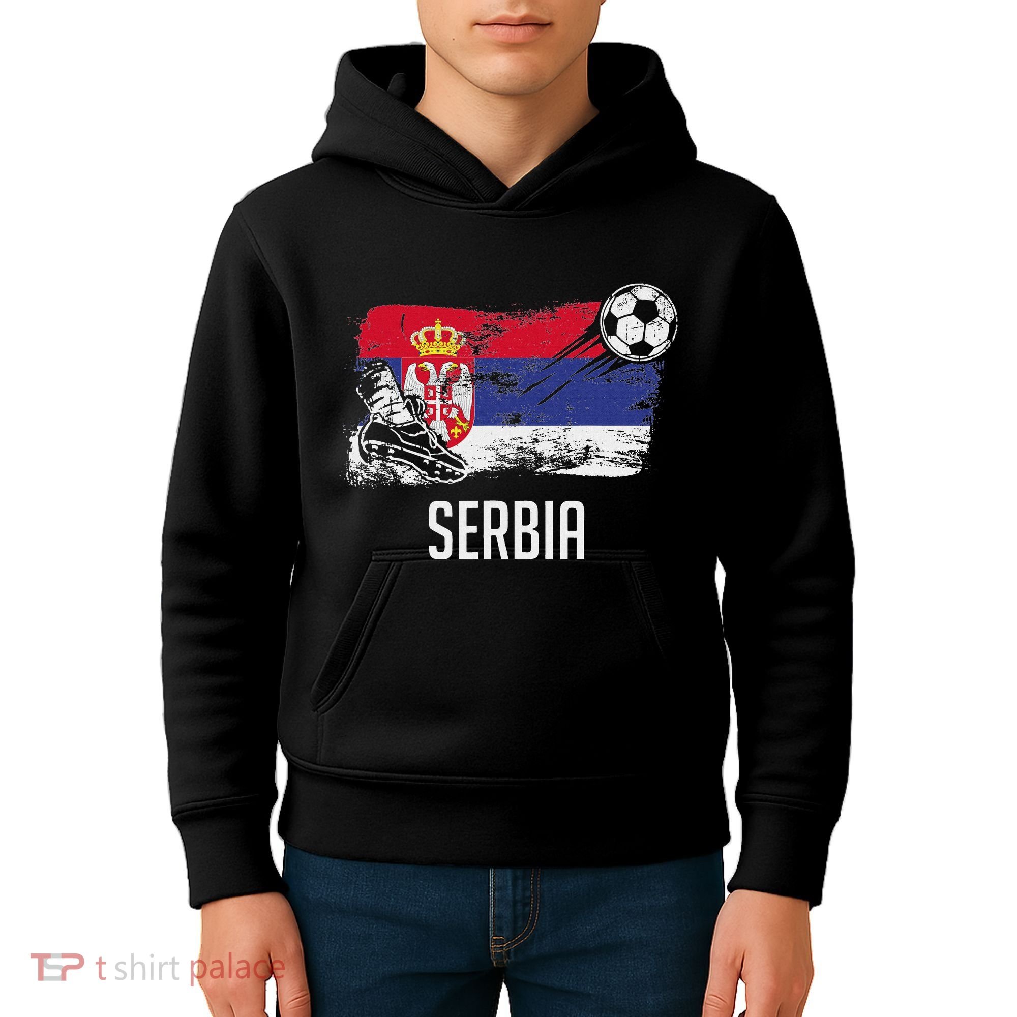 Serbia Flag Jersey Serbian Soccer Team Serb Or Serbian Kids Hoodie