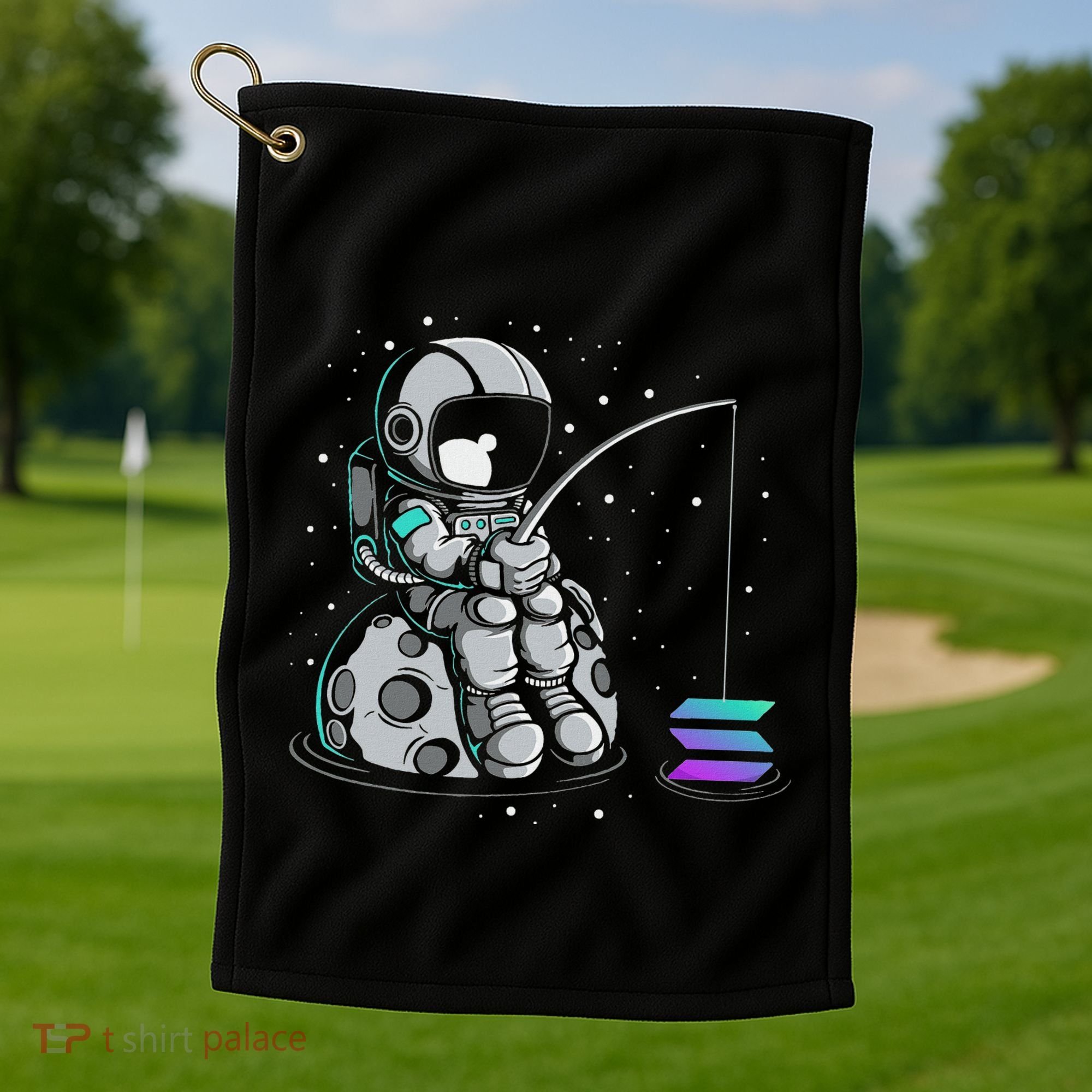 Solana Fishing Krypto Bullrun Sol Token Rich Millionaire Golf Towel
