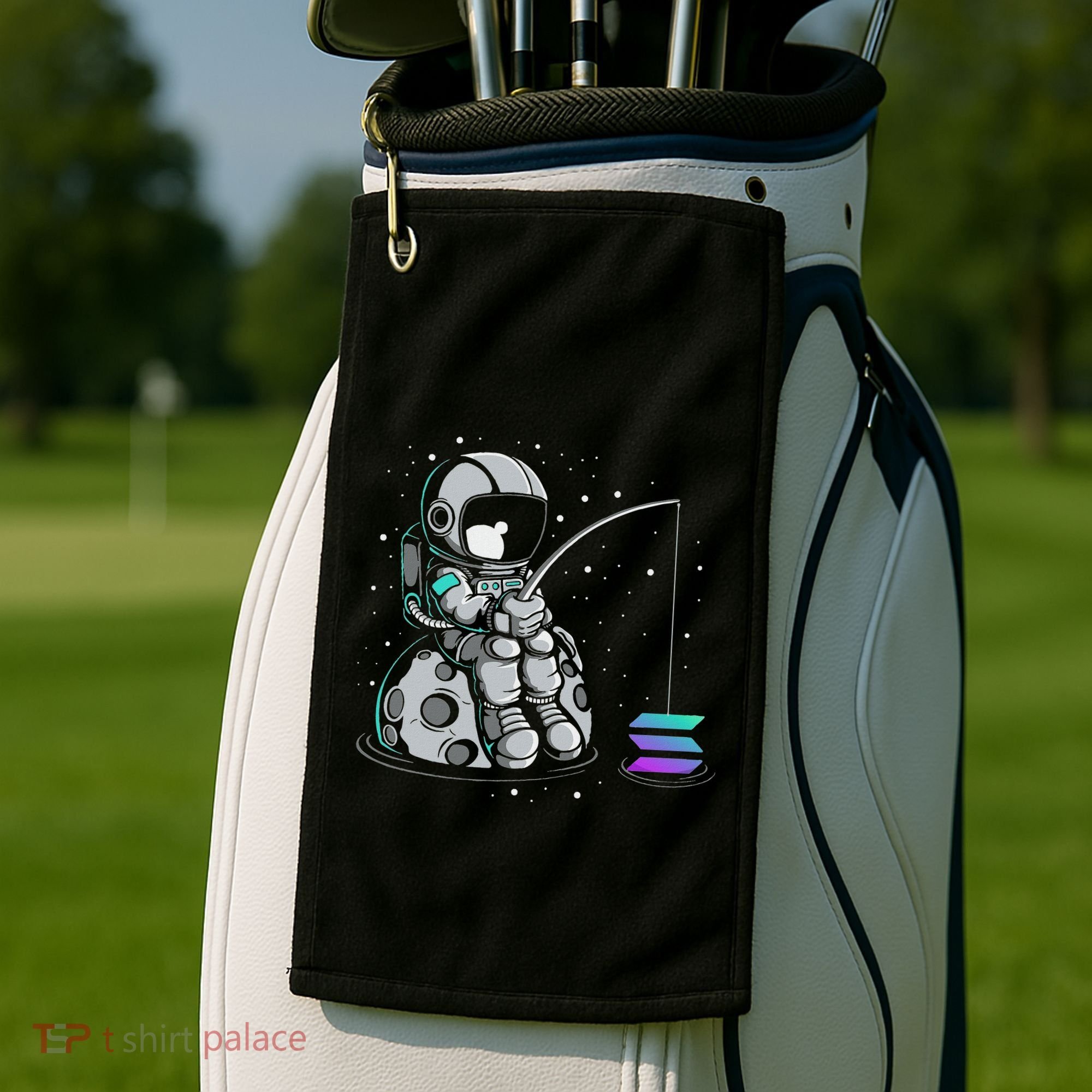 Solana Fishing Krypto Bullrun Sol Token Rich Millionaire Golf Towel