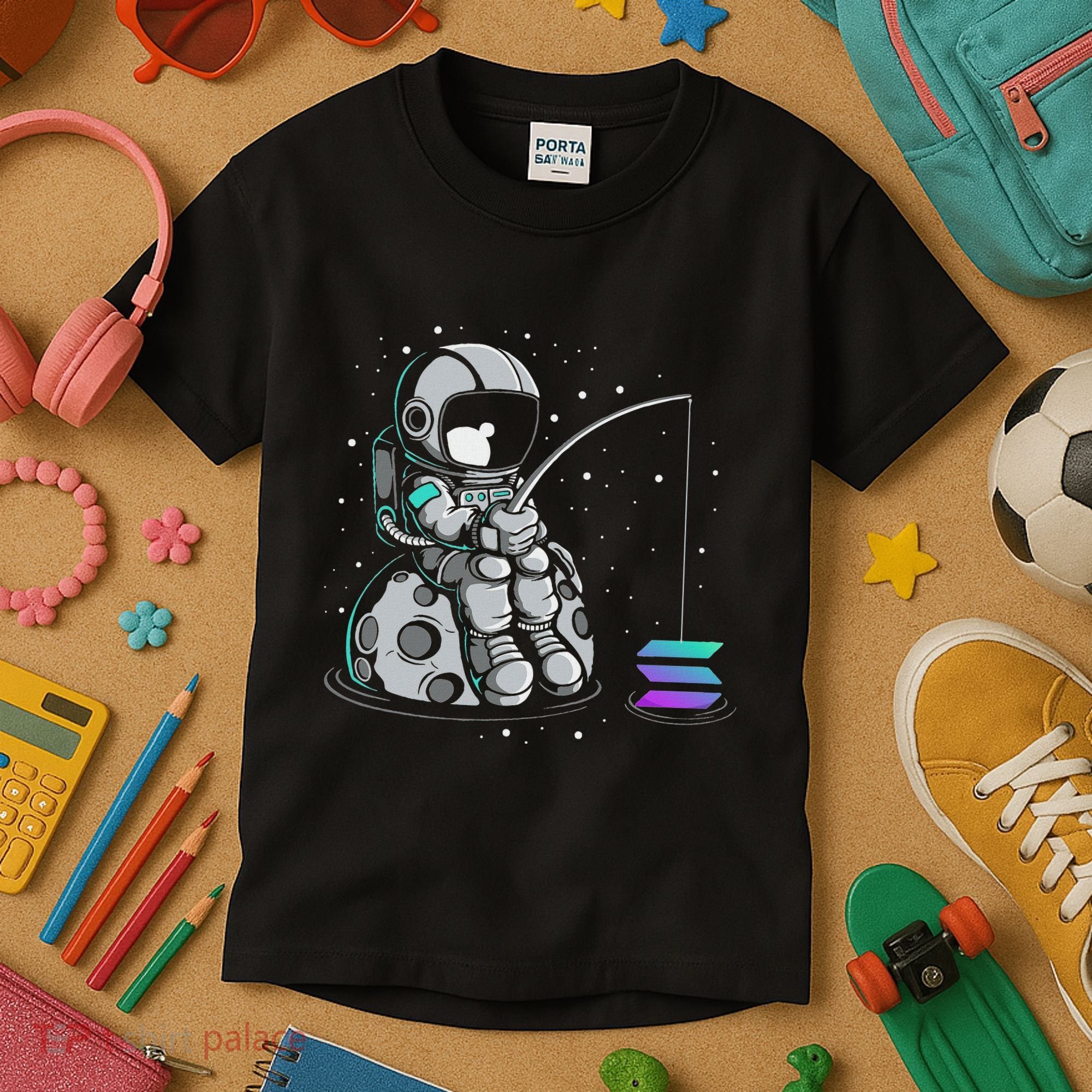 Solana Fishing Krypto Bullrun Sol Token Rich Millionaire Kids T-Shirt