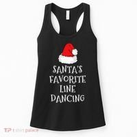 SantaS Favorite Line Dancer Funny Hat Christmas Dancing Women's Tank Top thumb 0