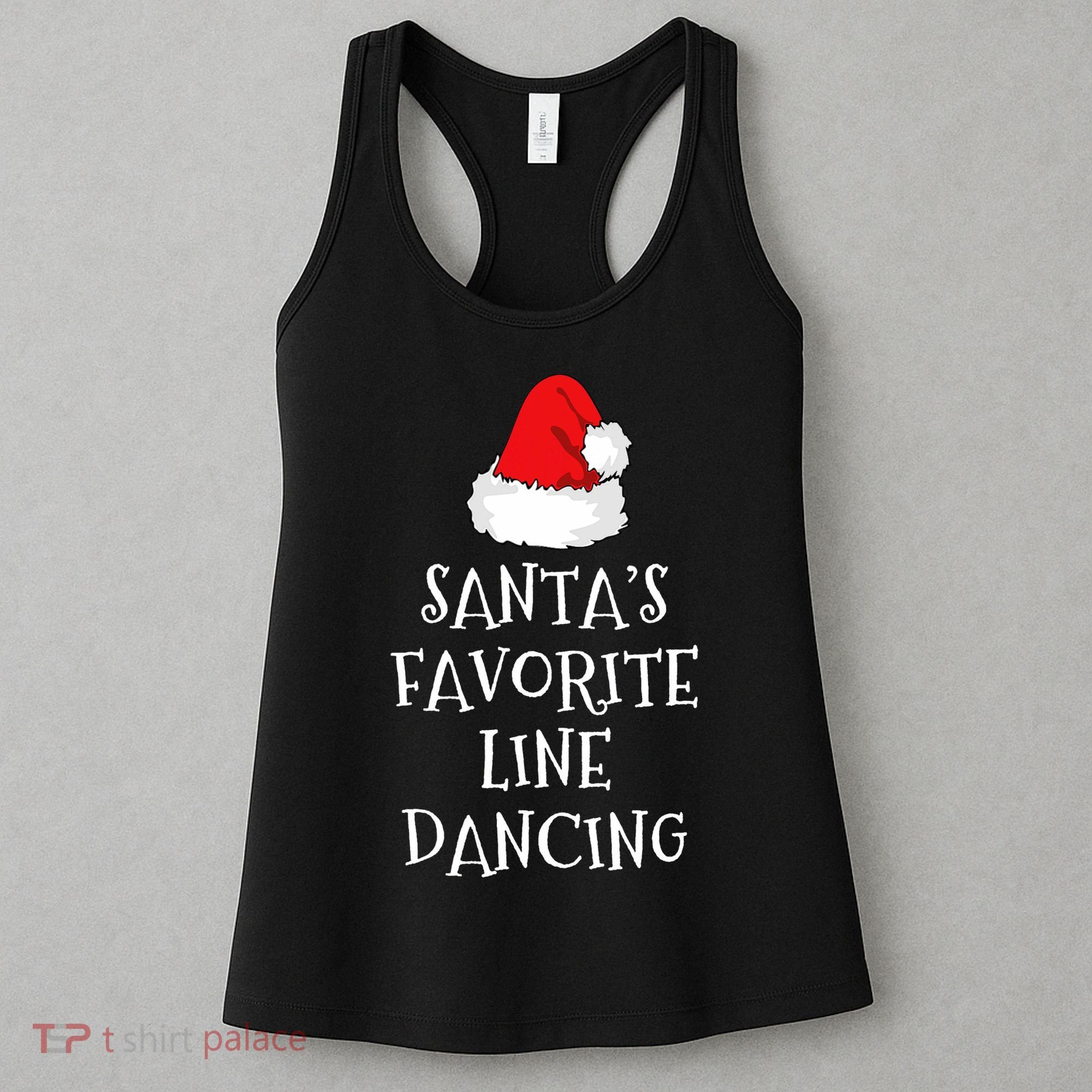 SantaS Favorite Line Dancer Funny Hat Christmas Dancing Women's Tank Top