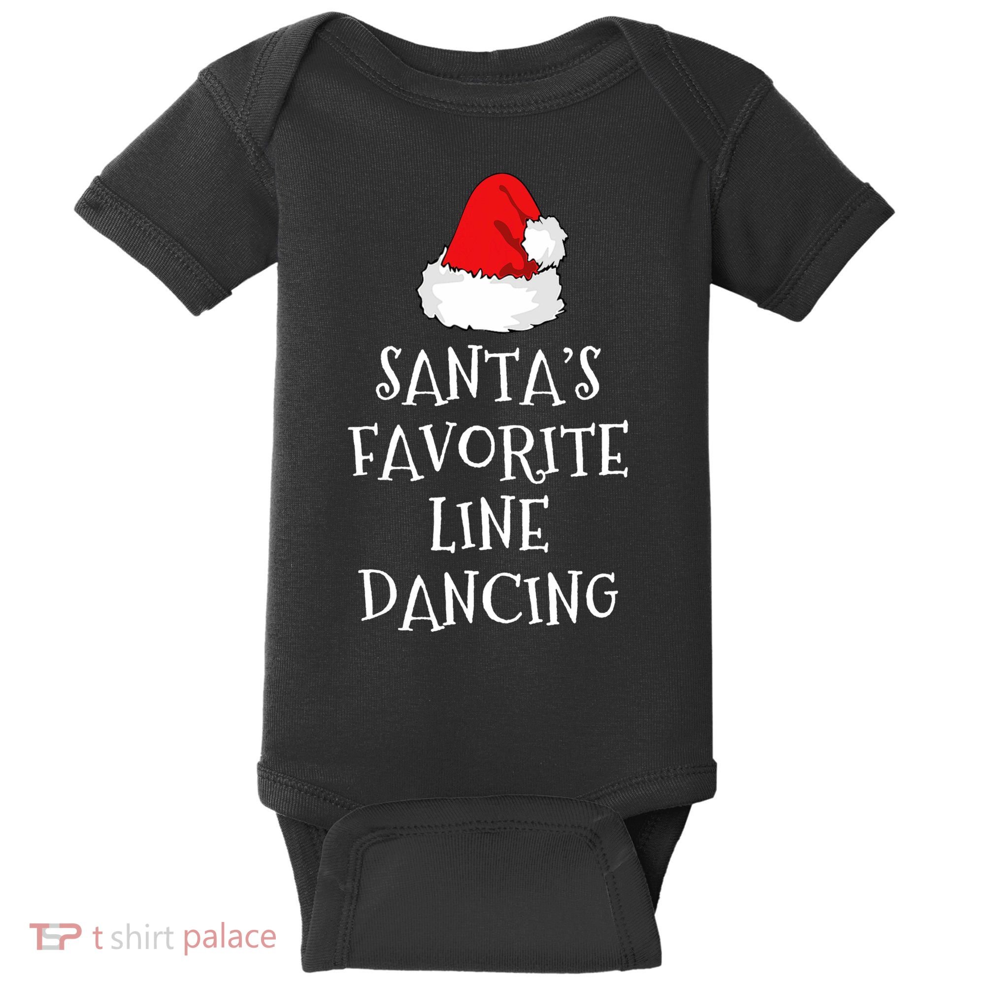 SantaS Favorite Line Dancer Funny Hat Christmas Dancing Baby Bodysuit