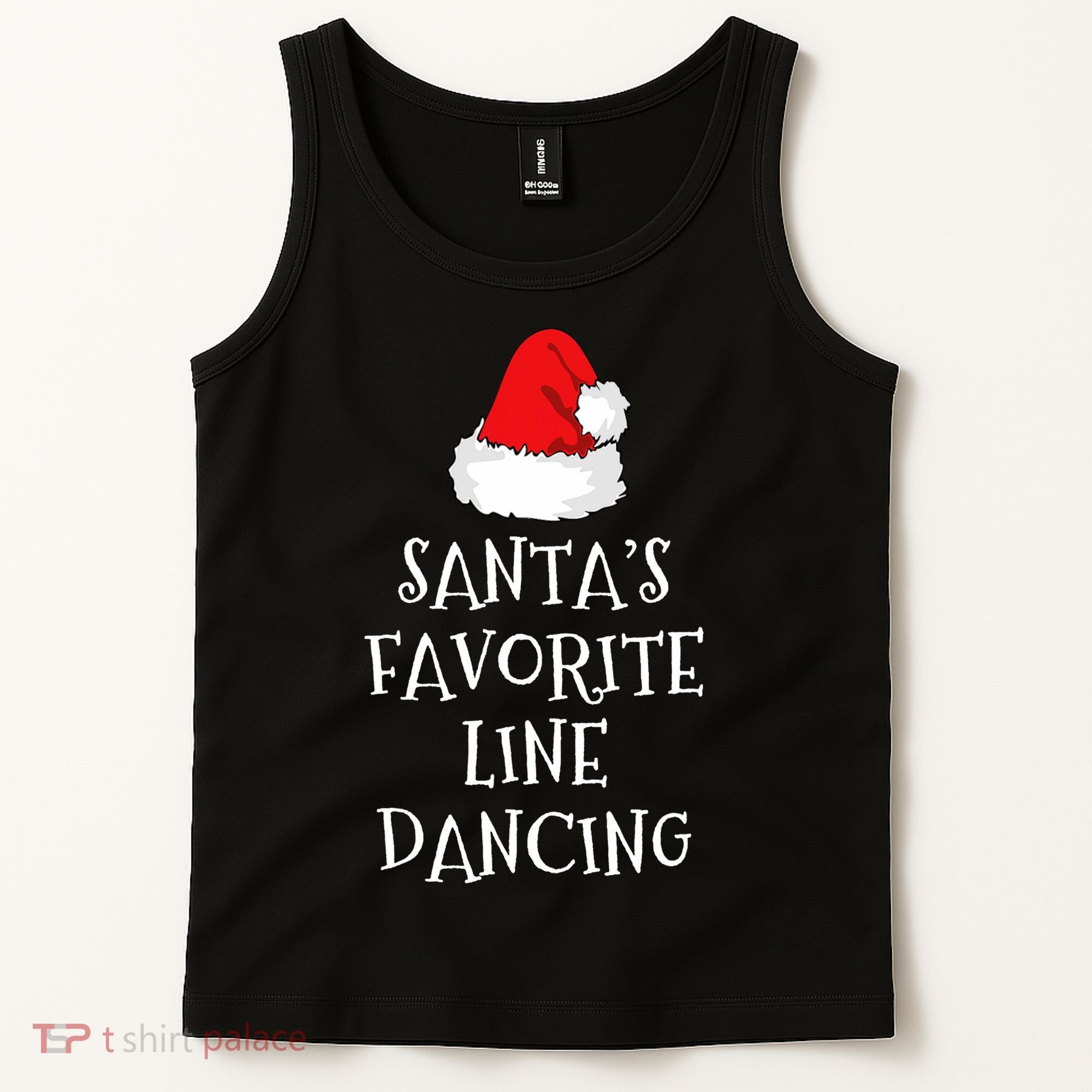 SantaS Favorite Line Dancer Funny Hat Christmas Dancing Tank Top