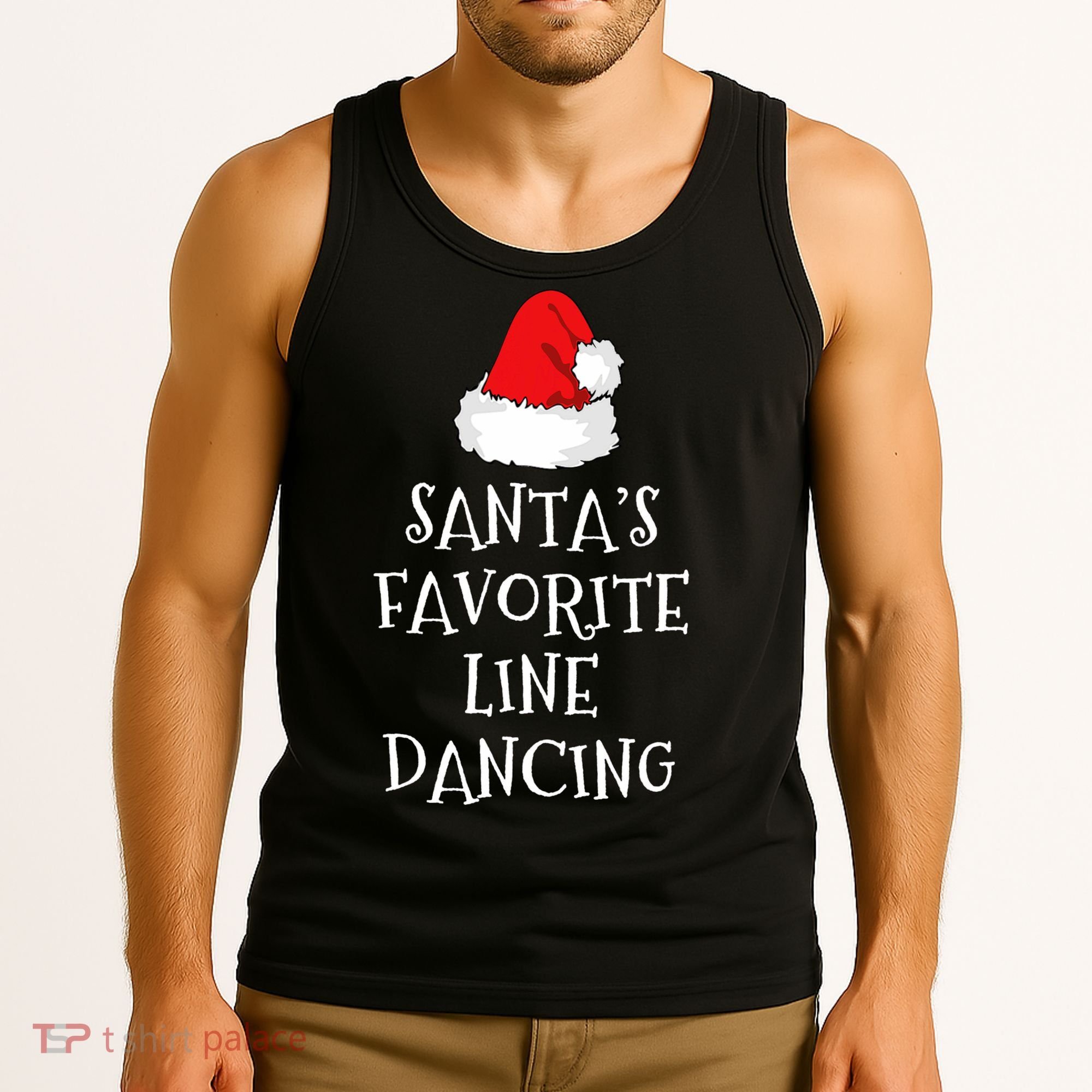 SantaS Favorite Line Dancer Funny Hat Christmas Dancing Tank Top