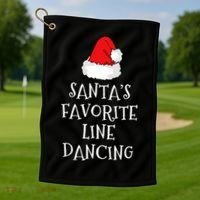 SantaS Favorite Line Dancer Funny Hat Christmas Dancing Golf Towel thumb 1