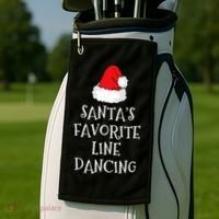 SantaS Favorite Line Dancer Funny Hat Christmas Dancing Golf Towel thumb 2