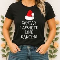 SantaS Favorite Line Dancer Funny Hat Christmas Dancing Women's T-Shirt thumb 2