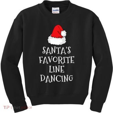 SantaS Favorite Line Dancer Funny Hat Christmas Dancing Kids Sweatshirt