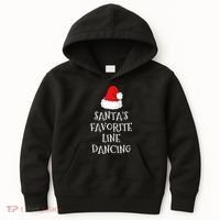 SantaS Favorite Line Dancer Funny Hat Christmas Dancing Kids Hoodie thumb 0