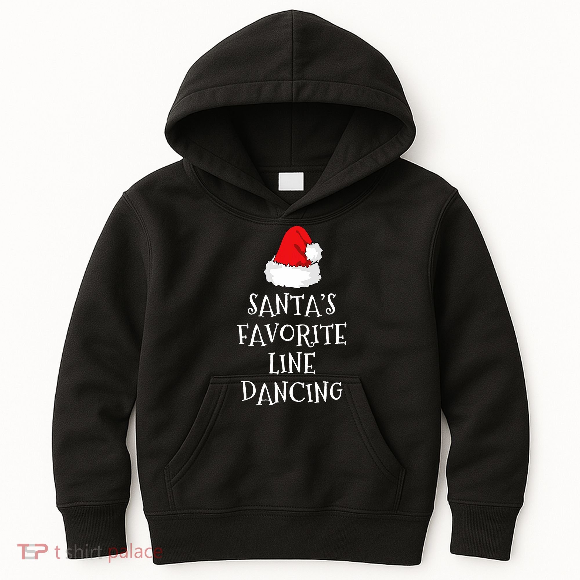 SantaS Favorite Line Dancer Funny Hat Christmas Dancing Kids Hoodie