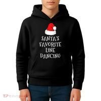 SantaS Favorite Line Dancer Funny Hat Christmas Dancing Kids Hoodie thumb 4
