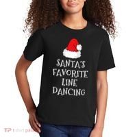 SantaS Favorite Line Dancer Funny Hat Christmas Dancing Kids T-Shirt thumb 2