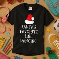 SantaS Favorite Line Dancer Funny Hat Christmas Dancing Kids T-Shirt thumb 3