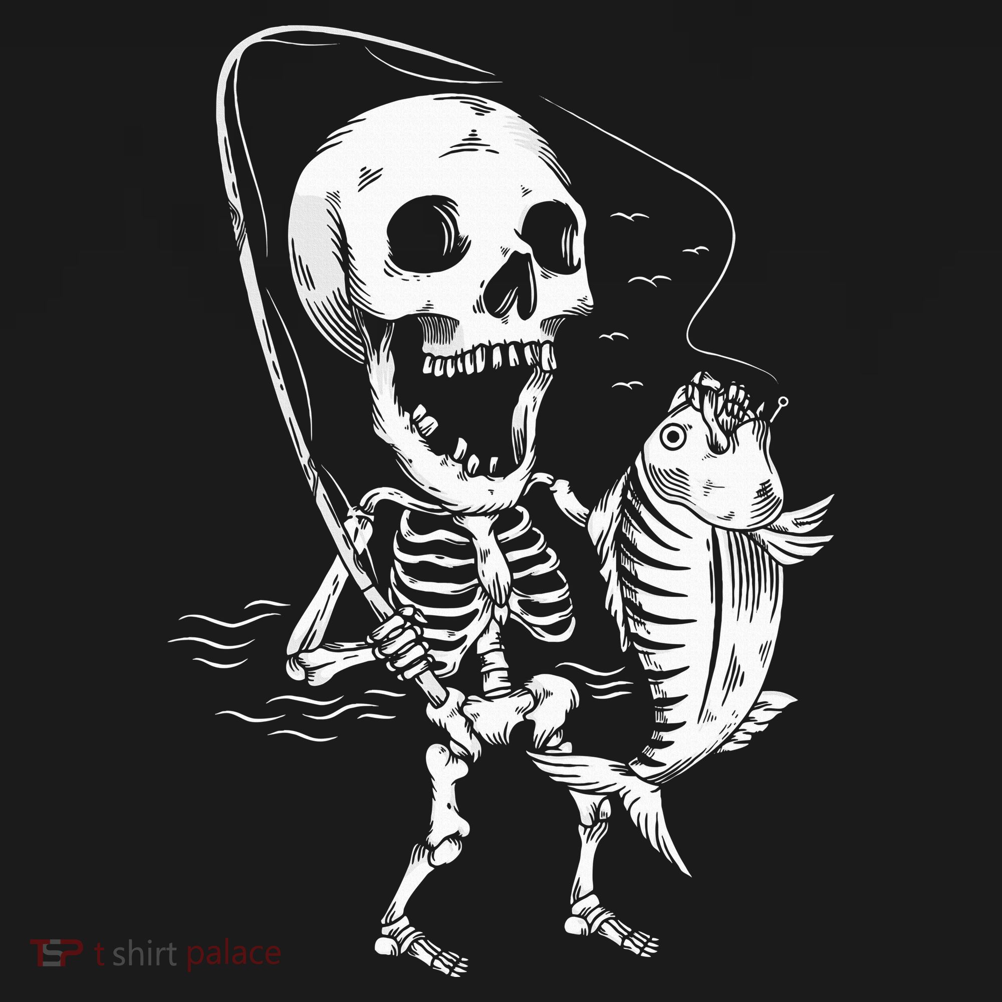 Skeleton Fishing Lazy Halloween Costume Cool Skull Fisherman Women's Tank Top