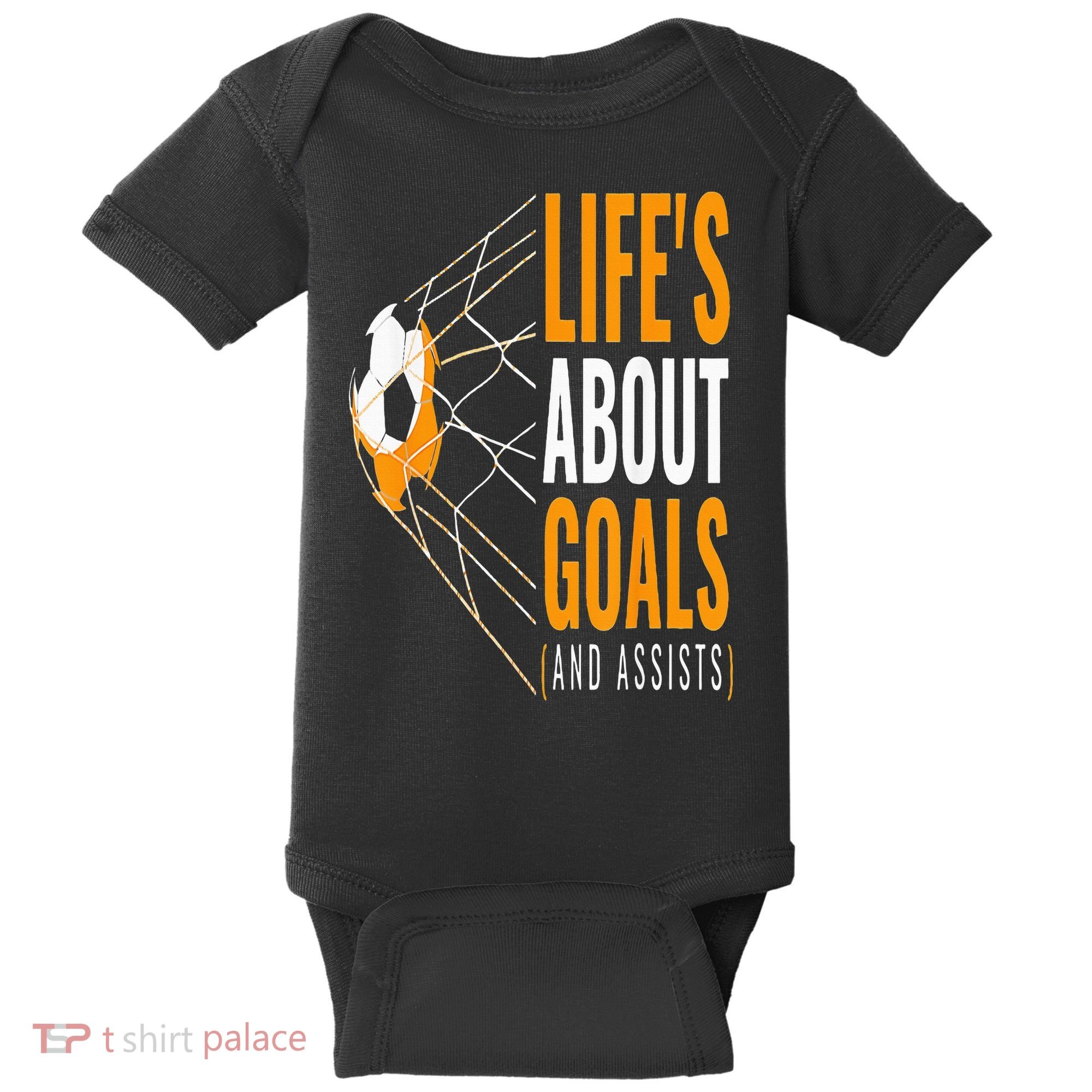 Soccer  For  Life's About Goals  Soccer Baby Bodysuit