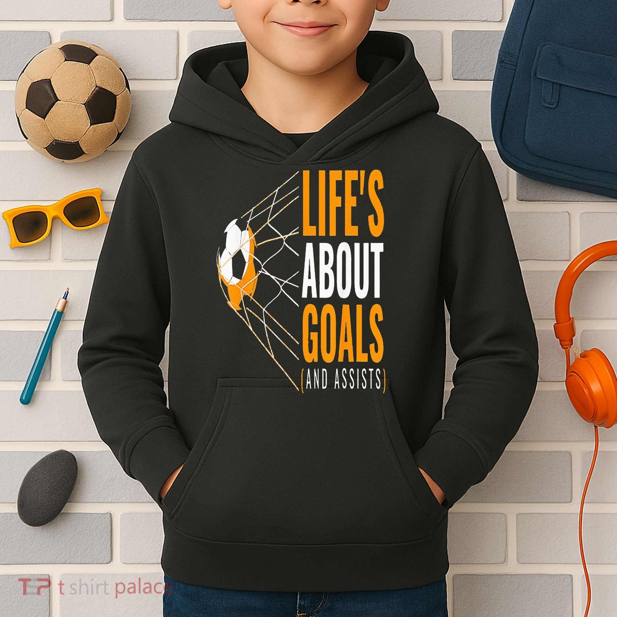 Soccer  For  Life's About Goals  Soccer Kids Hoodie