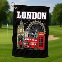 Souvenir From London Travel Vacation Gift Golf Towel thumb 1
