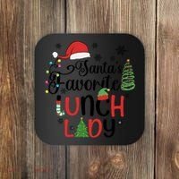 SantaS Favorite Lunch Lady Christmas Coaster thumb 0