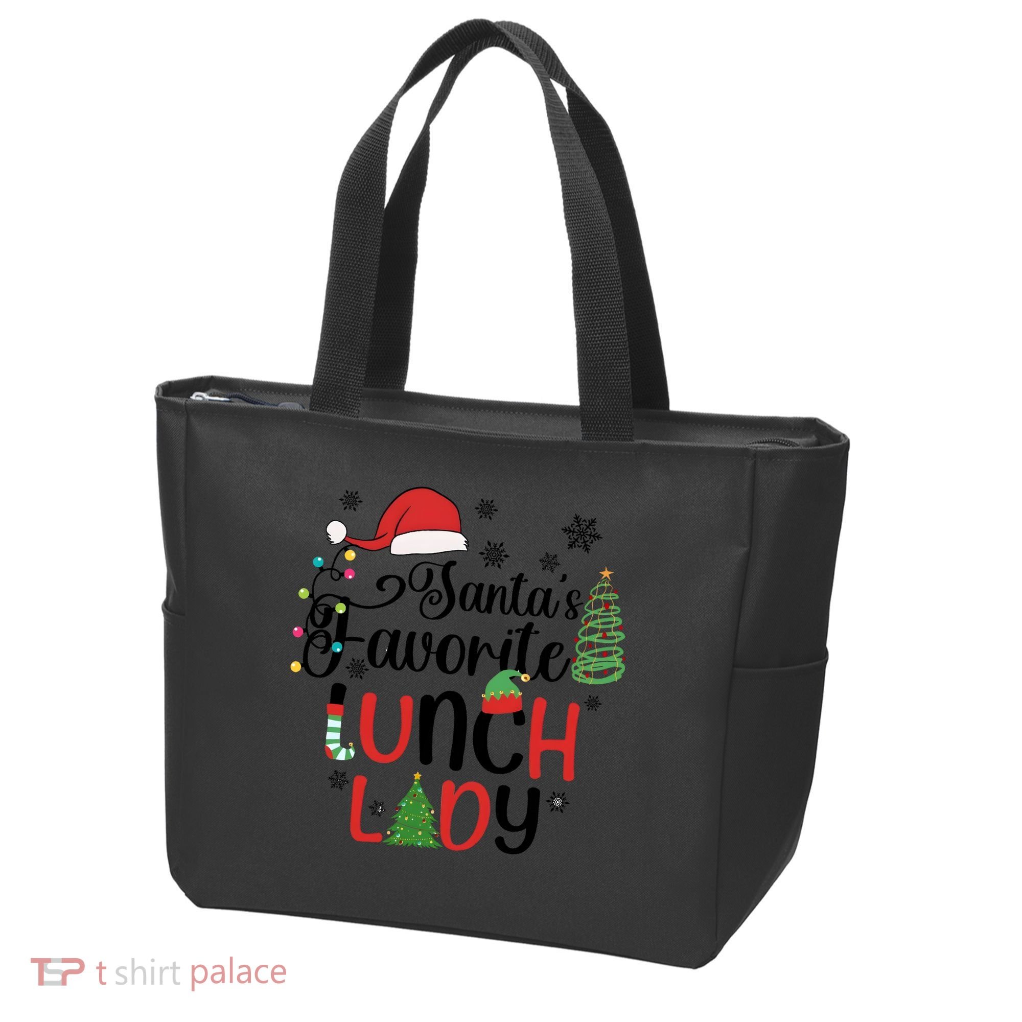 SantaS Favorite Lunch Lady Christmas Tote Bag