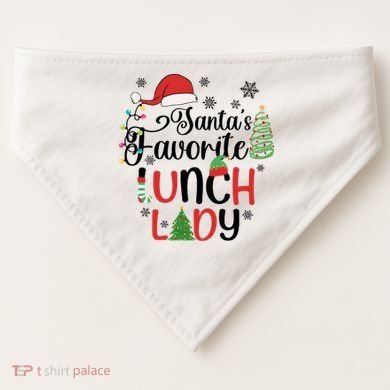 SantaS Favorite Lunch Lady Christmas USA-Made Doggie Bandana