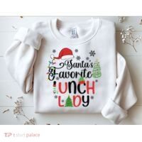 SantaS Favorite Lunch Lady Christmas Sweatshirt thumb 2
