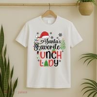 SantaS Favorite Lunch Lady Christmas T-Shirt thumb 2