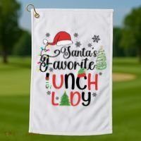 SantaS Favorite Lunch Lady Christmas Golf Towel thumb 1