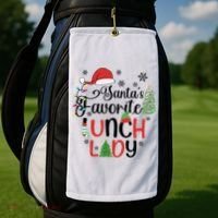 SantaS Favorite Lunch Lady Christmas Golf Towel thumb 2