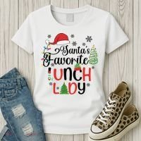 SantaS Favorite Lunch Lady Christmas Women's T-Shirt thumb 3