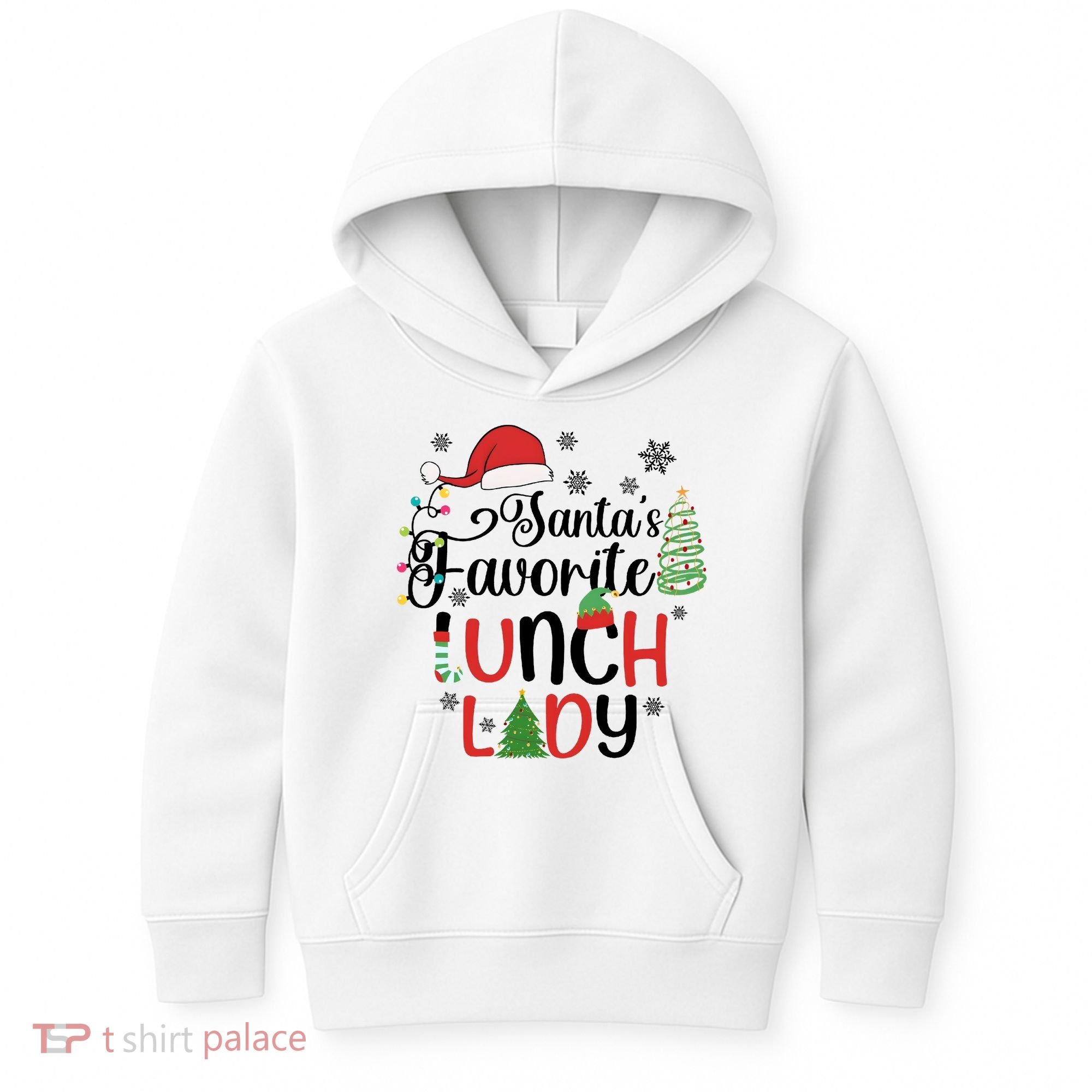 SantaS Favorite Lunch Lady Christmas Kids Hoodie