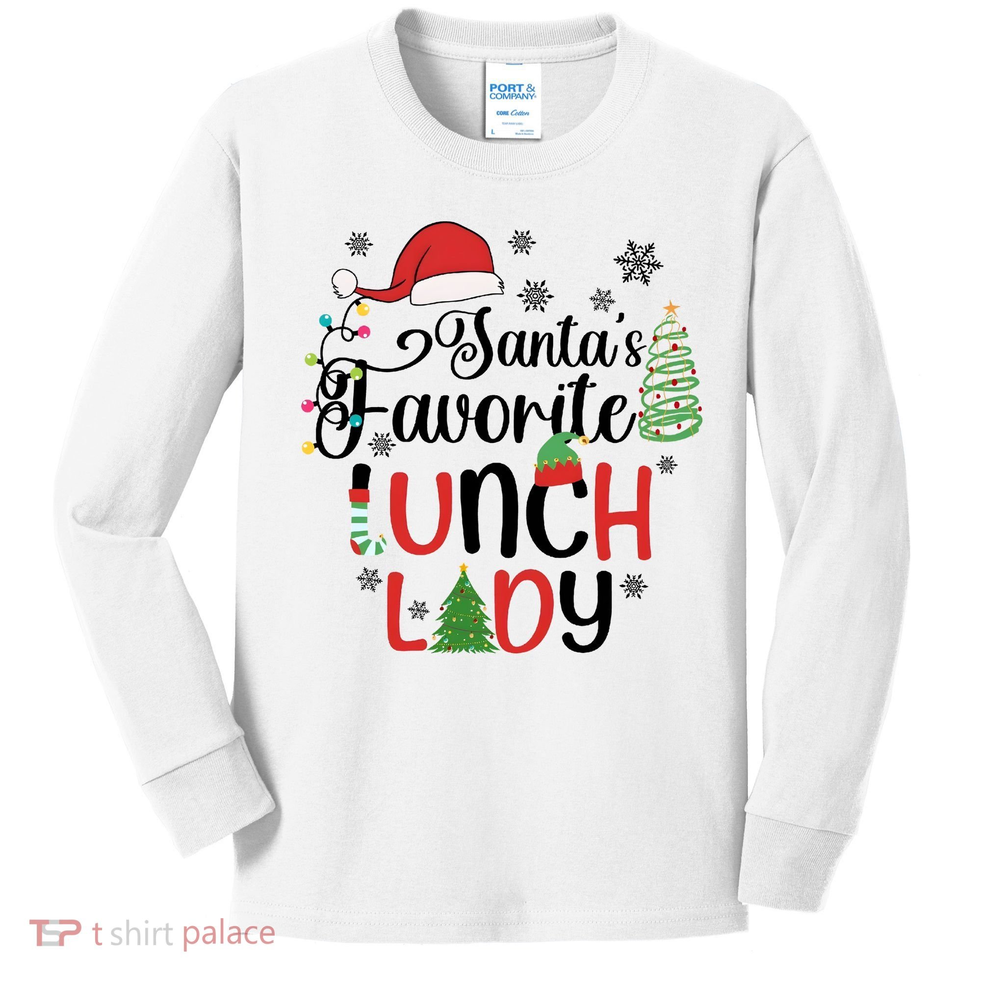 SantaS Favorite Lunch Lady Christmas Kids Long Sleeve Shirt