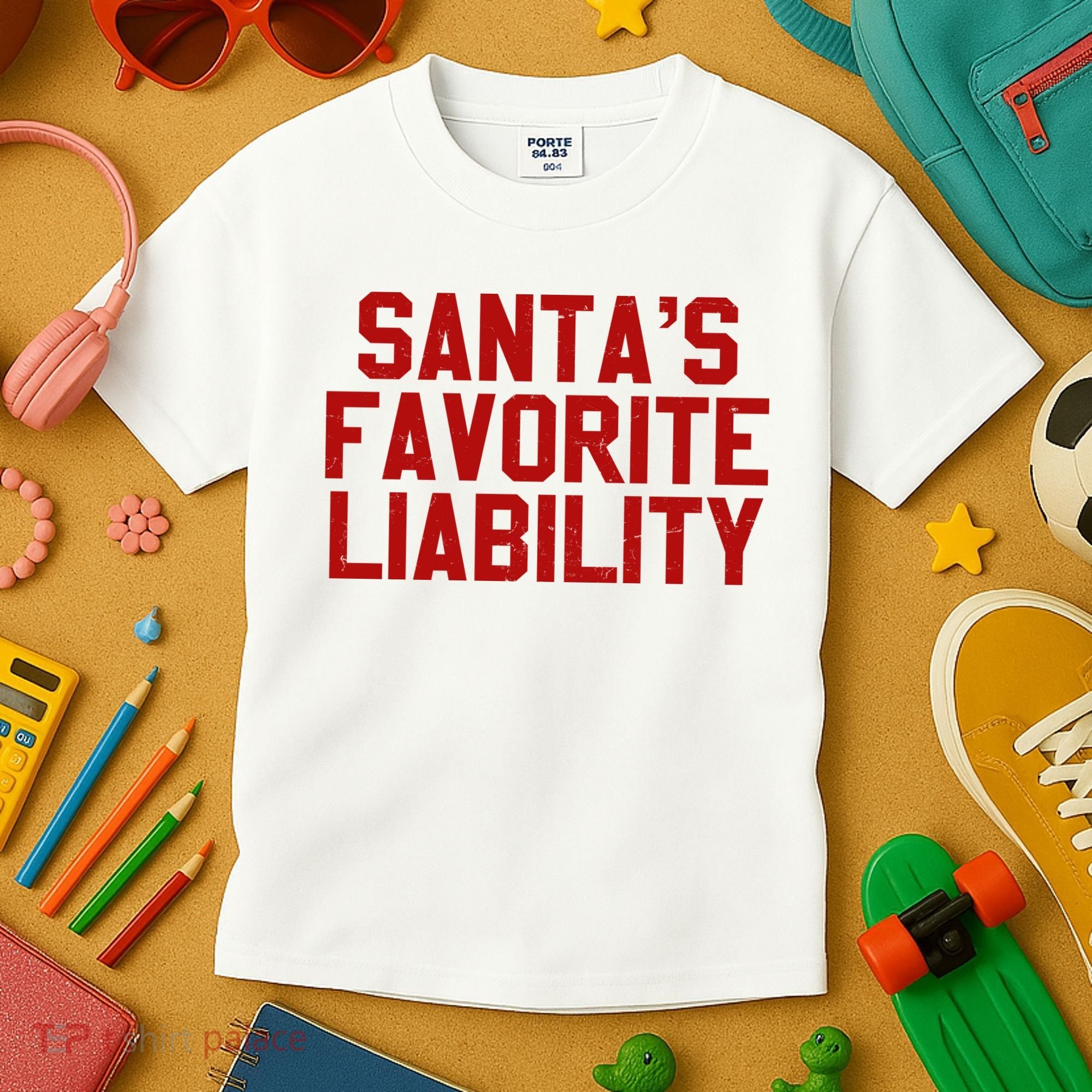 Santas Favorite Liability Funny Political Christmas Kids T-Shirt
