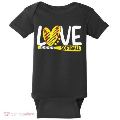 Softball For Love Softball Baby Bodysuit