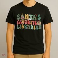 Santas Favorite Librarian Christmas Holiday Season T-Shirt thumb 3