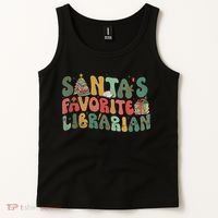 Santas Favorite Librarian Christmas Holiday Season Tank Top thumb 2