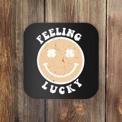 Shamrock Feeling Lucky Retro Smiley Coaster