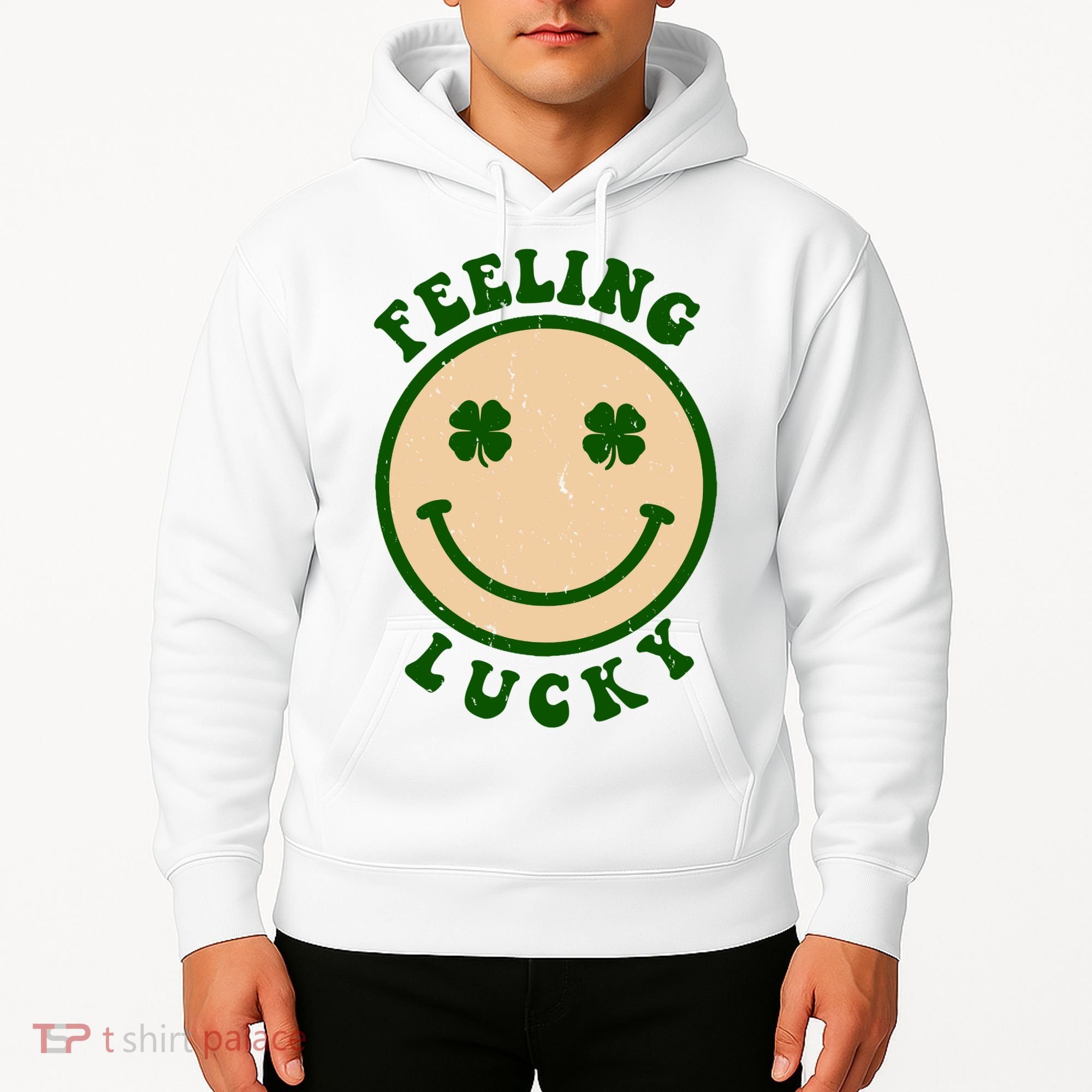 Shamrock Feeling Lucky Retro Smiley Hoodie
