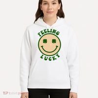 Shamrock Feeling Lucky Retro Smiley Hoodie thumb 5