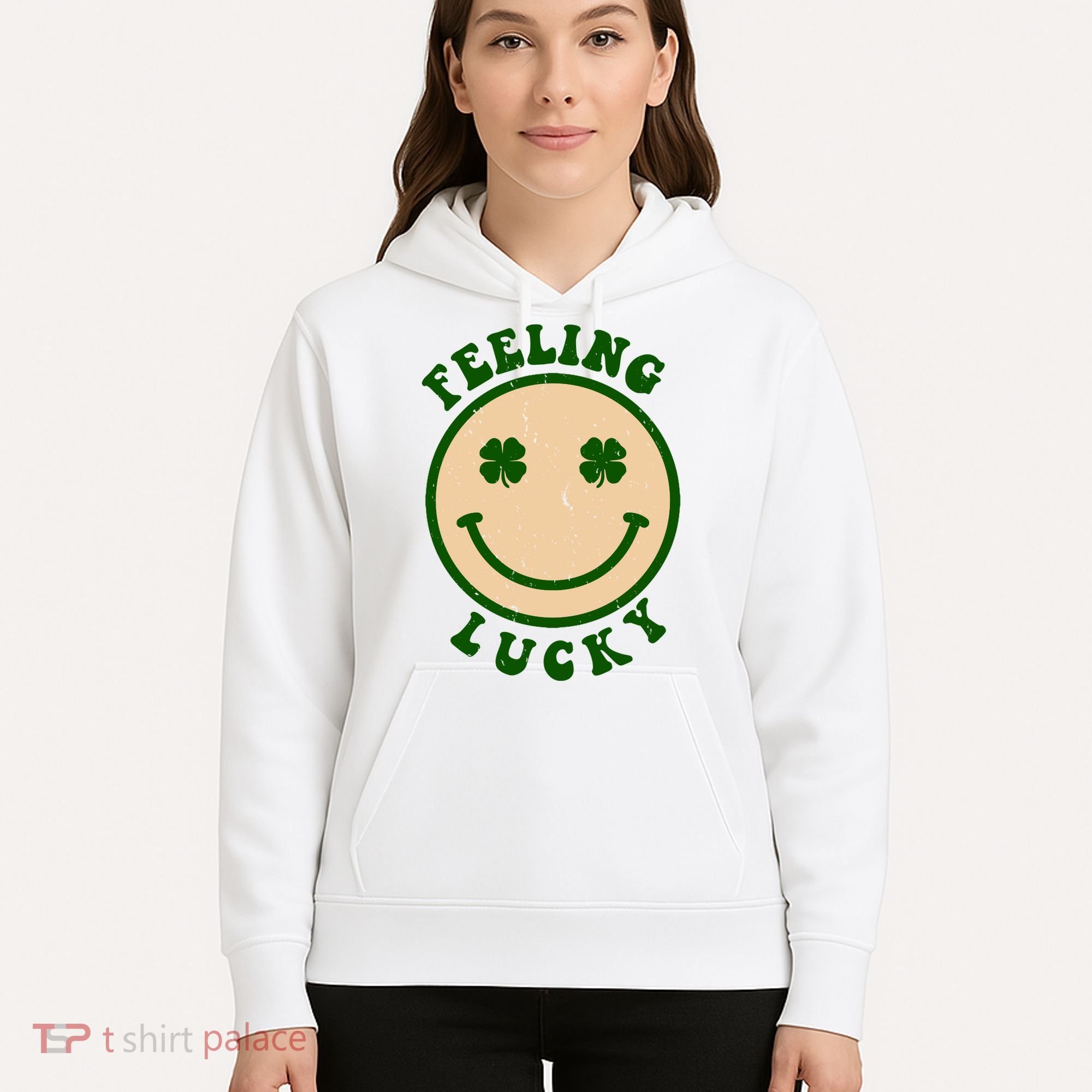 Shamrock Feeling Lucky Retro Smiley Hoodie