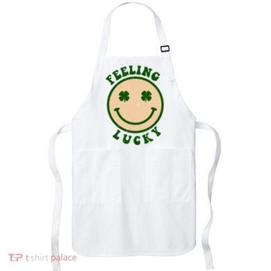 Shamrock Feeling Lucky Retro Smiley Apron