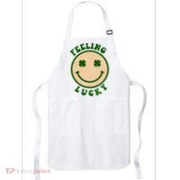 Shamrock Feeling Lucky Retro Smiley Apron thumb 0