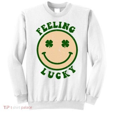 Shamrock Feeling Lucky Retro Smiley Sweatshirt