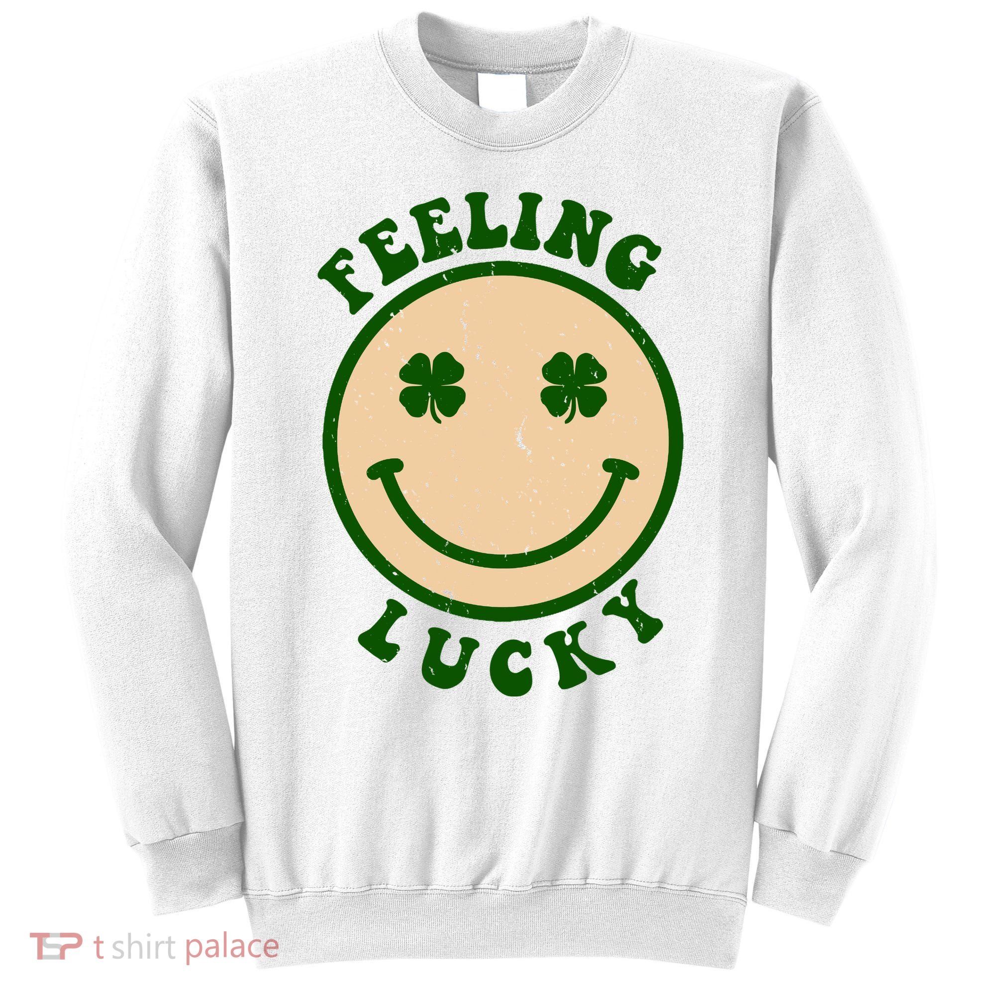 Shamrock Feeling Lucky Retro Smiley Sweatshirt