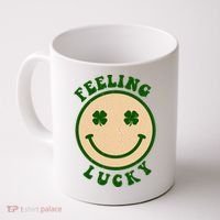 Shamrock Feeling Lucky Retro Smiley Coffee Mug thumb 0