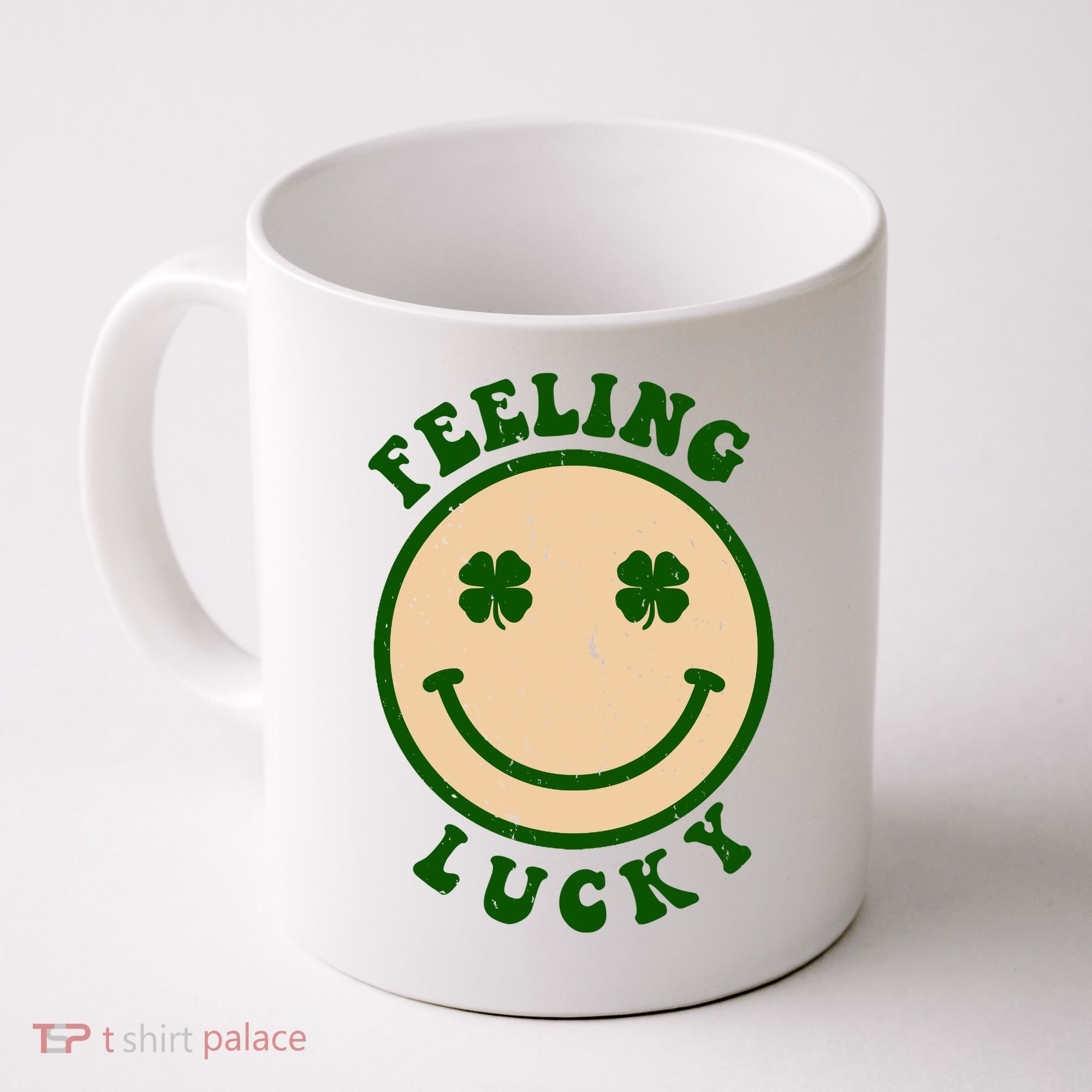Shamrock Feeling Lucky Retro Smiley Coffee Mug